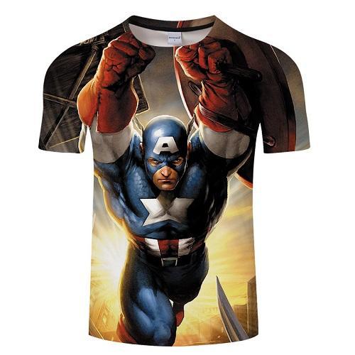 3D CAPTAIN AMERICA Short Sleeve T-Shirt for Men