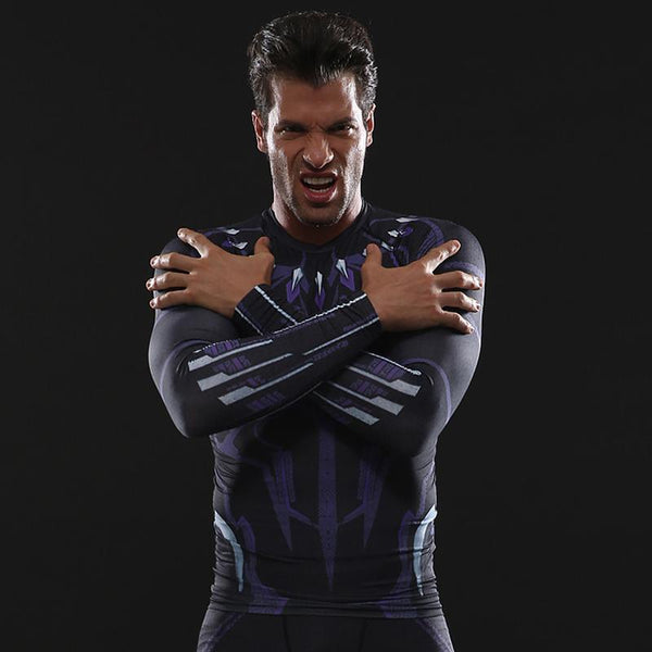 Avengers 3 BLACK PANTHER Long Sleeve Compression Shirt for Men