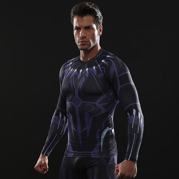 Avengers 3 BLACK PANTHER Long Sleeve Compression Shirt for Men