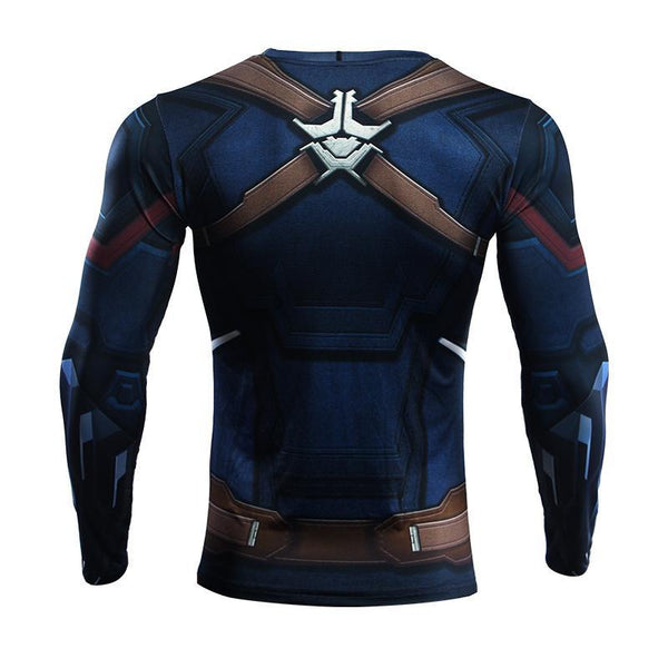 Avengers 3 CAPTAIN AMERICA Long Sleeve Compression Shirt for Men