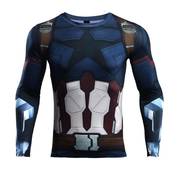 Avengers 3 CAPTAIN AMERICA Long Sleeve Compression Shirt for Men