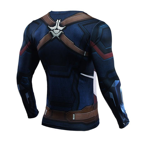 Avengers 3 CAPTAIN AMERICA Long Sleeve Compression Shirt for Men