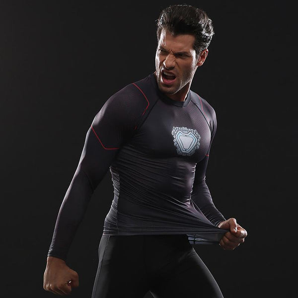 Avengers 3 IRON MAN Long Sleeve Compression Shirt for Men