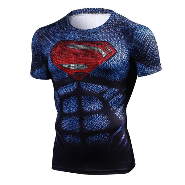 Blue SUPERMAN Short Sleeve Compression Shirt for Men