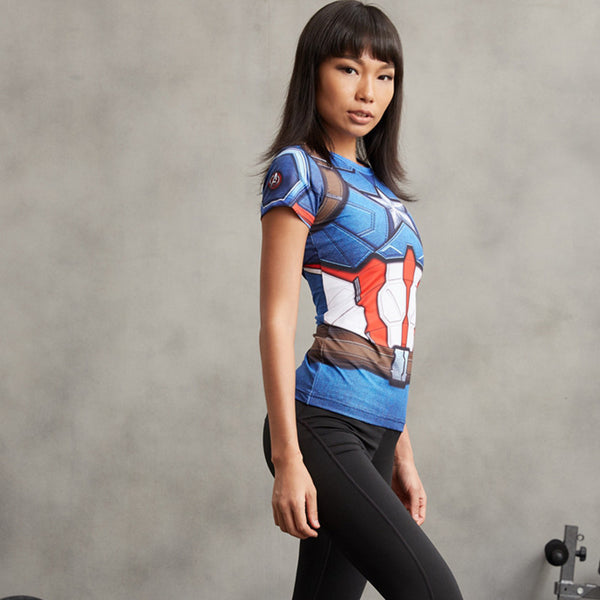 CAPTAIN AMERICA Compression Shirt for Women (Short Sleeve)