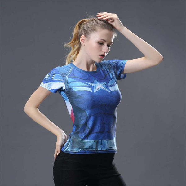 CAPTAIN AMERICA Compression Shirt for Women (Short Sleeve)
