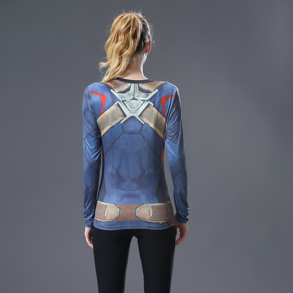 CAPTAIN AMERICA Long Sleeve Compression Shirt for Women