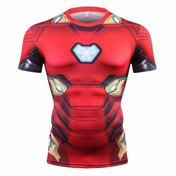 Comic IRON MAN Short Sleeve Compression Shirt for Men