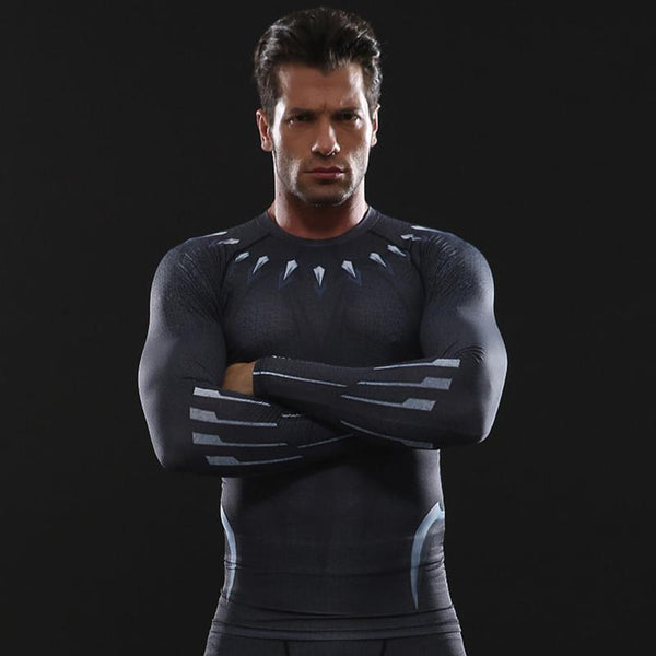 Infinity War BLACK PANTHER Long Sleeve Compression Shirt for Men