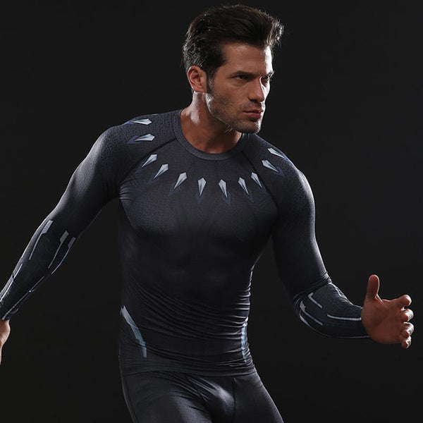 Infinity War BLACK PANTHER Long Sleeve Compression Shirt for Men