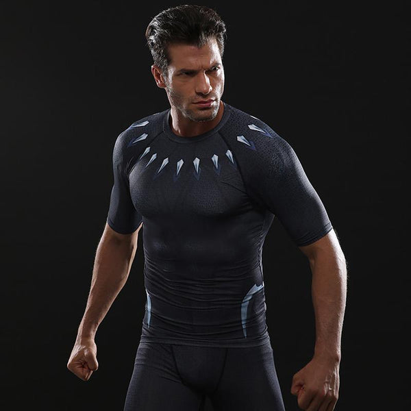Infinity War BLACK PANTHER Short Sleeve Compression Shirt