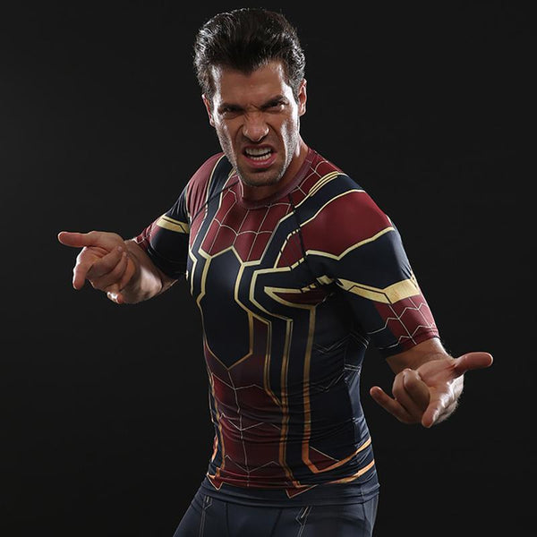 Infinity War SPIDERMAN Short Sleeve Compression Shirt for Men