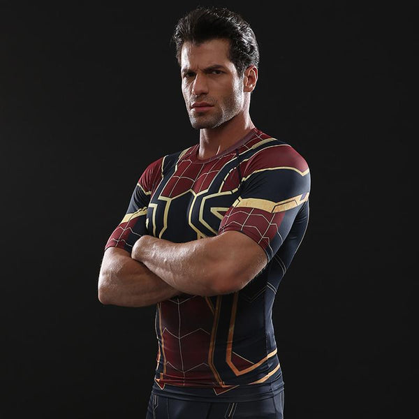 Infinity War SPIDERMAN Short Sleeve Compression Shirt for Men