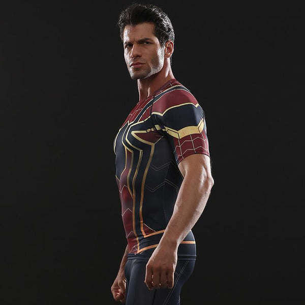 Infinity War SPIDERMAN Short Sleeve Compression Shirt for Men