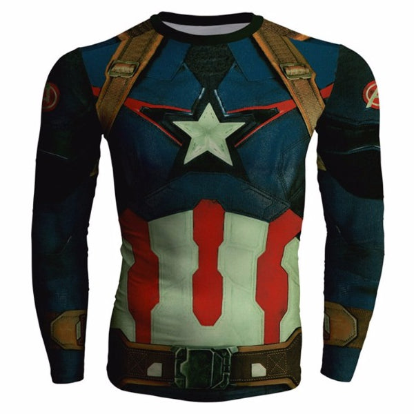 Long Sleeve CAPTAIN AMERICA Compression Shirt for Men