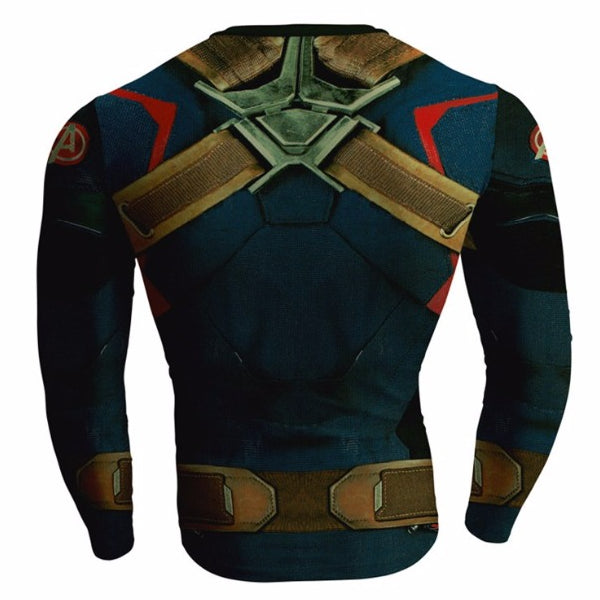 Long Sleeve CAPTAIN AMERICA Compression Shirt for Men