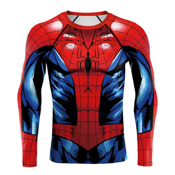 Comic Style SPIDERMAN Long Sleeve Compression Shirt for Men