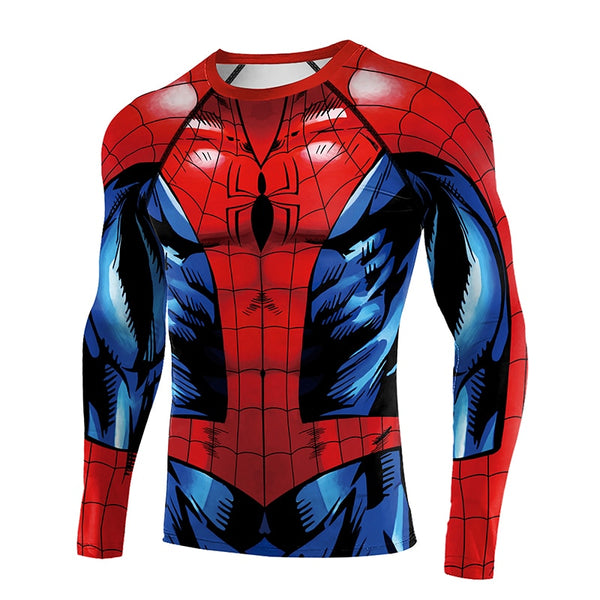 Comic Style SPIDERMAN Long Sleeve Compression Shirt for Men