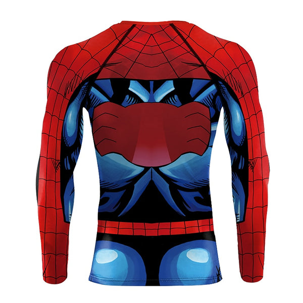 Comic Style SPIDERMAN Long Sleeve Compression Shirt for Men