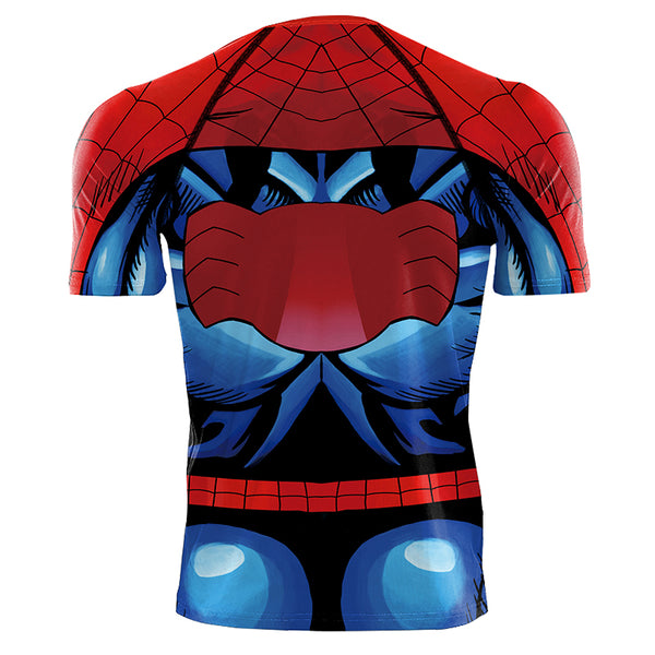 Comic Style SPIDERMAN Short Sleeve Compression Shirt for Men