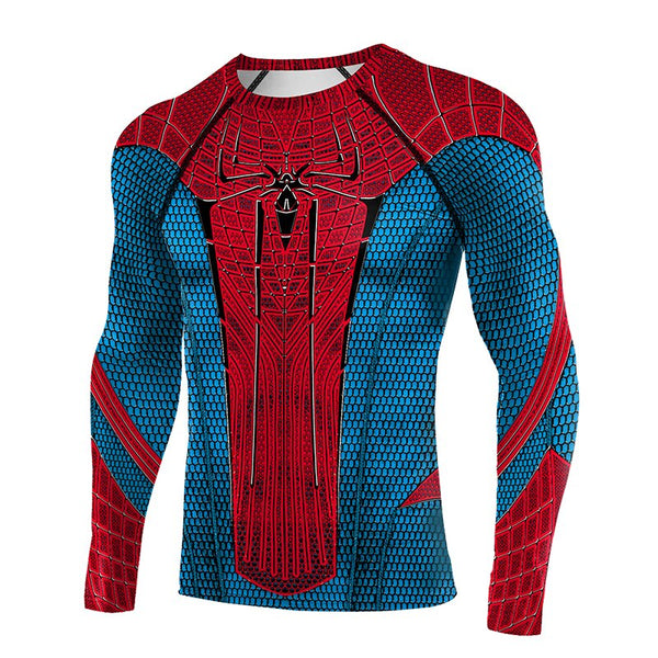 Retro SPIDERMAN Long Sleeve Compression Shirt for Men