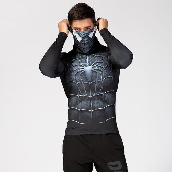 High Collar/Facemask SPIDERMAN Compression Shirt