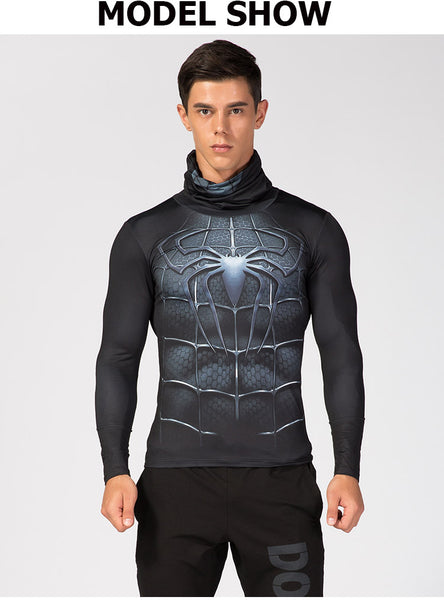 High Collar/Facemask SPIDERMAN Compression Shirt