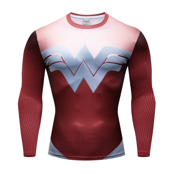 WONDER WOMAN Logo Long Sleeve Compression Shirt For Men