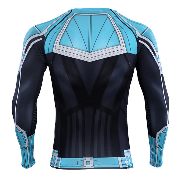 Blue CAPTAIN MARVEL Long Sleeve Compression Shirt for Men