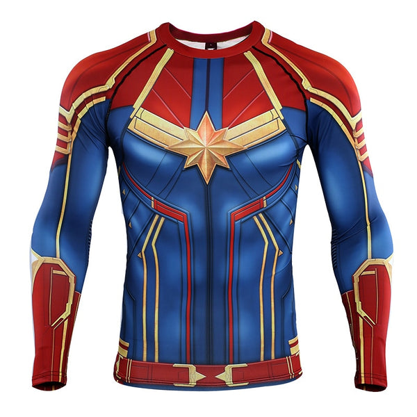 Red CAPTAIN MARVEL Long Sleeve Compression Shirt for Men