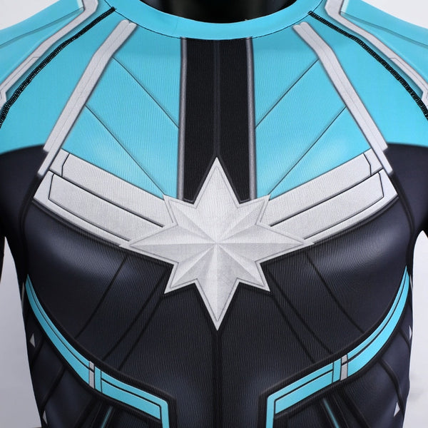 Blue CAPTAIN MARVEL Short Sleeve Compression Shirt for Men