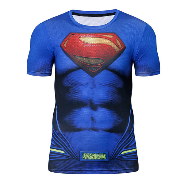 Blue SUPERMAN Short Sleeve Compression Shirt