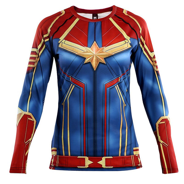 Red CAPTAIN MARVEL Long Sleeve Compression Shirt for Women