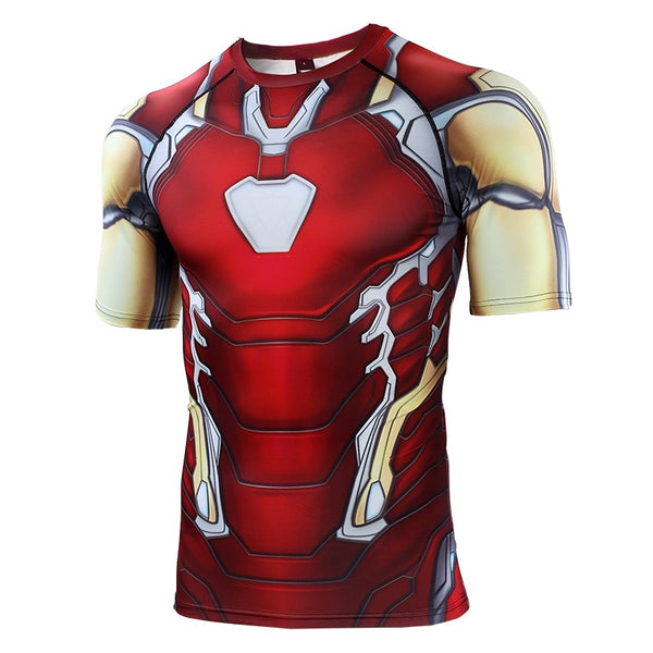 Avengers 4 IRON MAN Short Sleeve Compression Shirt
