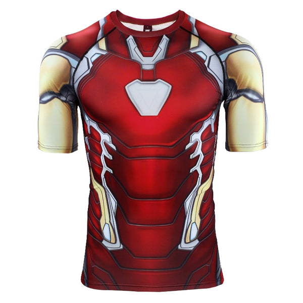 Avengers 4 IRON MAN Short Sleeve Compression Shirt