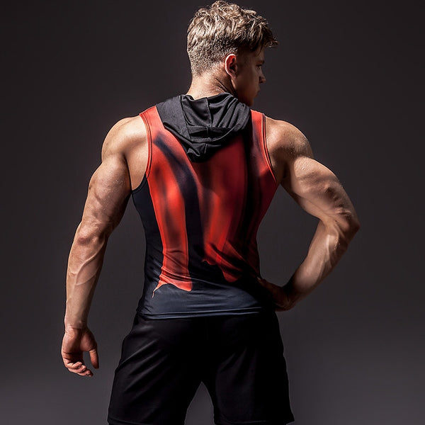 Hooded SUPERMAN Compression Tank Top For Men