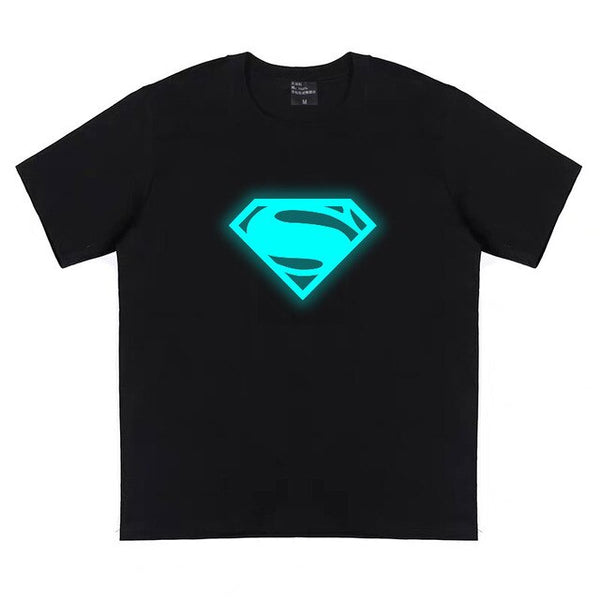 Glow In Dark SUPERMAN Logo Casual T-Shirt
