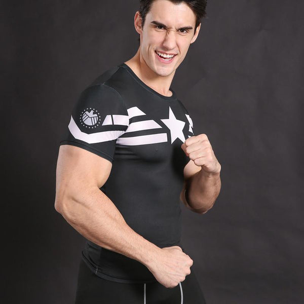 **SHIPS FROM USA** CAPTAIN AMERICA Compression Shirt