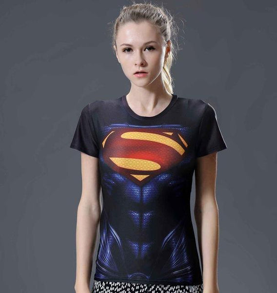 SUPERMAN Short Sleeve Compression Shirt for Women