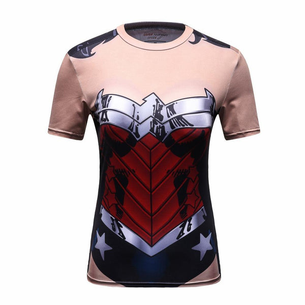 WONDER WOMAN Compression Shirt for Women (Short Sleeve)