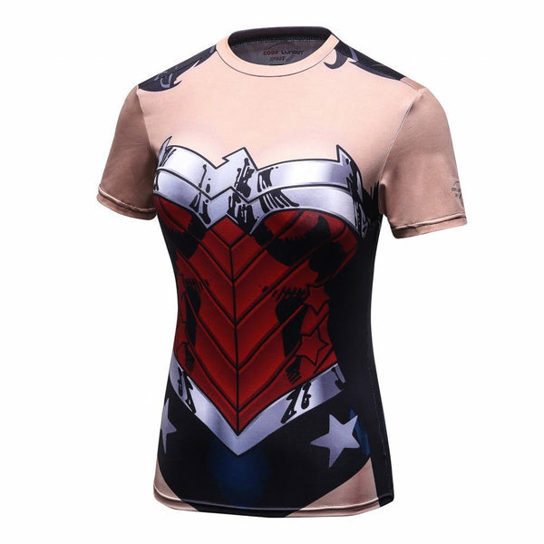 WONDER WOMAN Compression Shirt for Women (Short Sleeve)