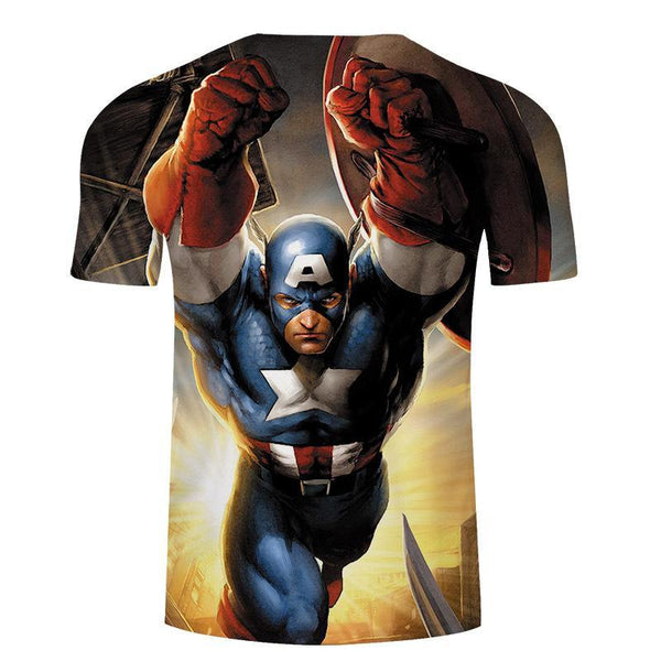 3D CAPTAIN AMERICA Short Sleeve T-Shirt for Men