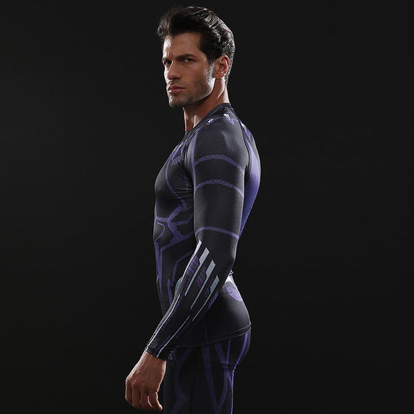 Avengers 3 BLACK PANTHER Long Sleeve Compression Shirt for Men