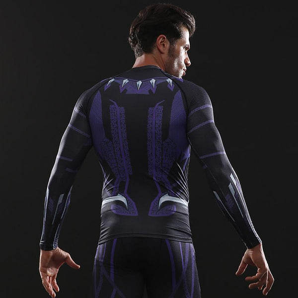 Avengers 3 BLACK PANTHER Long Sleeve Compression Shirt for Men