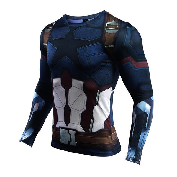 Avengers 3 CAPTAIN AMERICA Long Sleeve Compression Shirt for Men