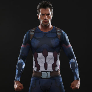 Avengers 3 CAPTAIN AMERICA Long Sleeve Compression Shirt for Men