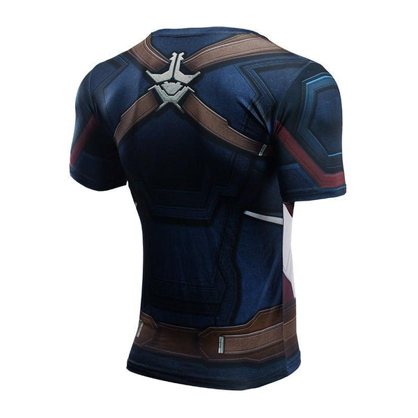 Avengers 3 CAPTAIN AMERICA Short Sleeve Compression Shirt for Men