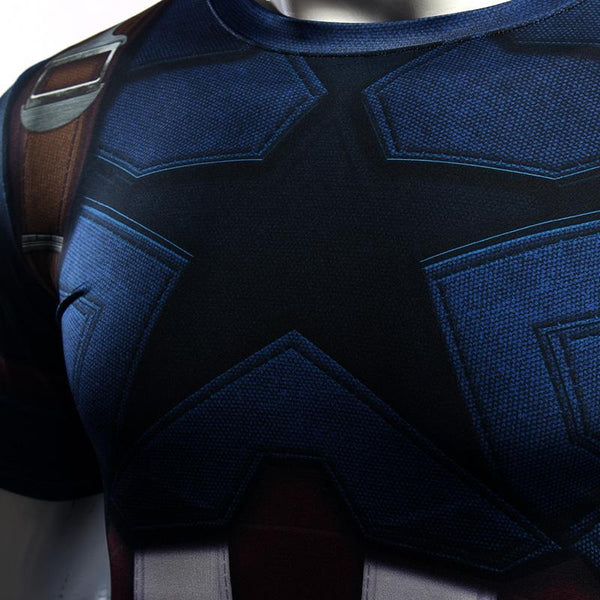 Avengers 3 CAPTAIN AMERICA Short Sleeve Compression Shirt for Men