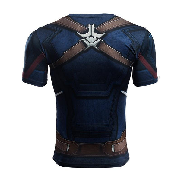 Avengers 3 CAPTAIN AMERICA Short Sleeve Compression Shirt for Men