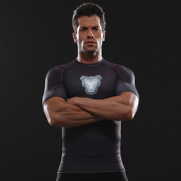 Avengers 3 IRON MAN Short Sleeve Compression Shirt for Men